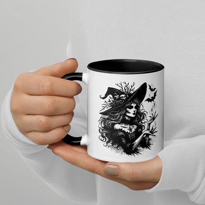 Colorful Mug Gothic Etching Grunge Y2K Goth Witch Commanding Bats Darkcore Microwave and Dishwasher Safe Coffee Tea Mug