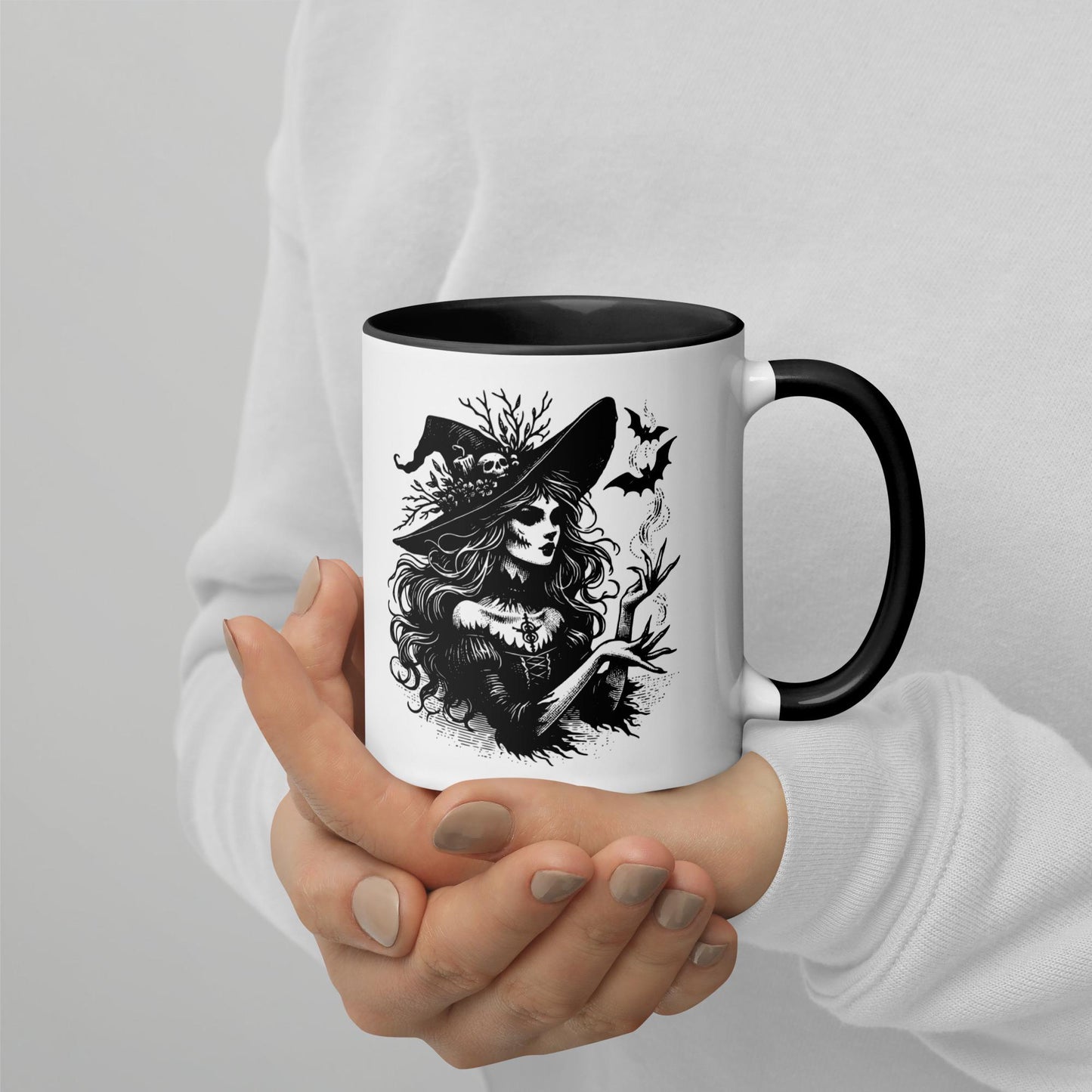 Colorful Mug Gothic Etching Grunge Y2K Goth Witch Commanding Bats Darkcore Microwave and Dishwasher Safe Coffee Tea Mug