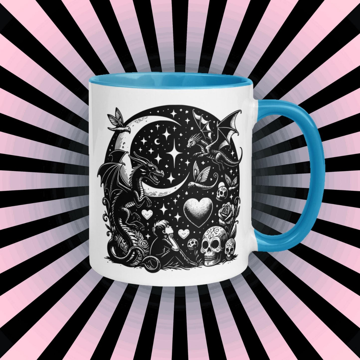 Colorful Mug Gothic Etching Grunge Y2K Goth Fairytale Starry Night Darkcore Microwave and Dishwasher Safe Coffee Tea Mug