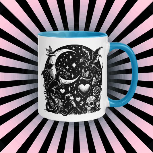 Colorful Mug Gothic Etching Grunge Y2K Goth Fairytale Starry Night Darkcore Microwave and Dishwasher Safe Coffee Tea Mug
