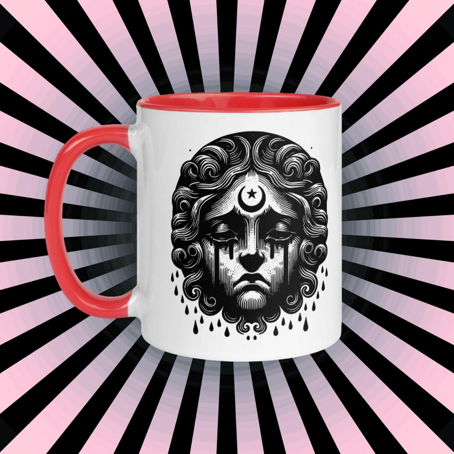 Colorful Mug Gothic Etching Grunge Y2K Goth Crying Cherub Darkcore Microwave and Dishwasher Safe Coffee Tea Mug
