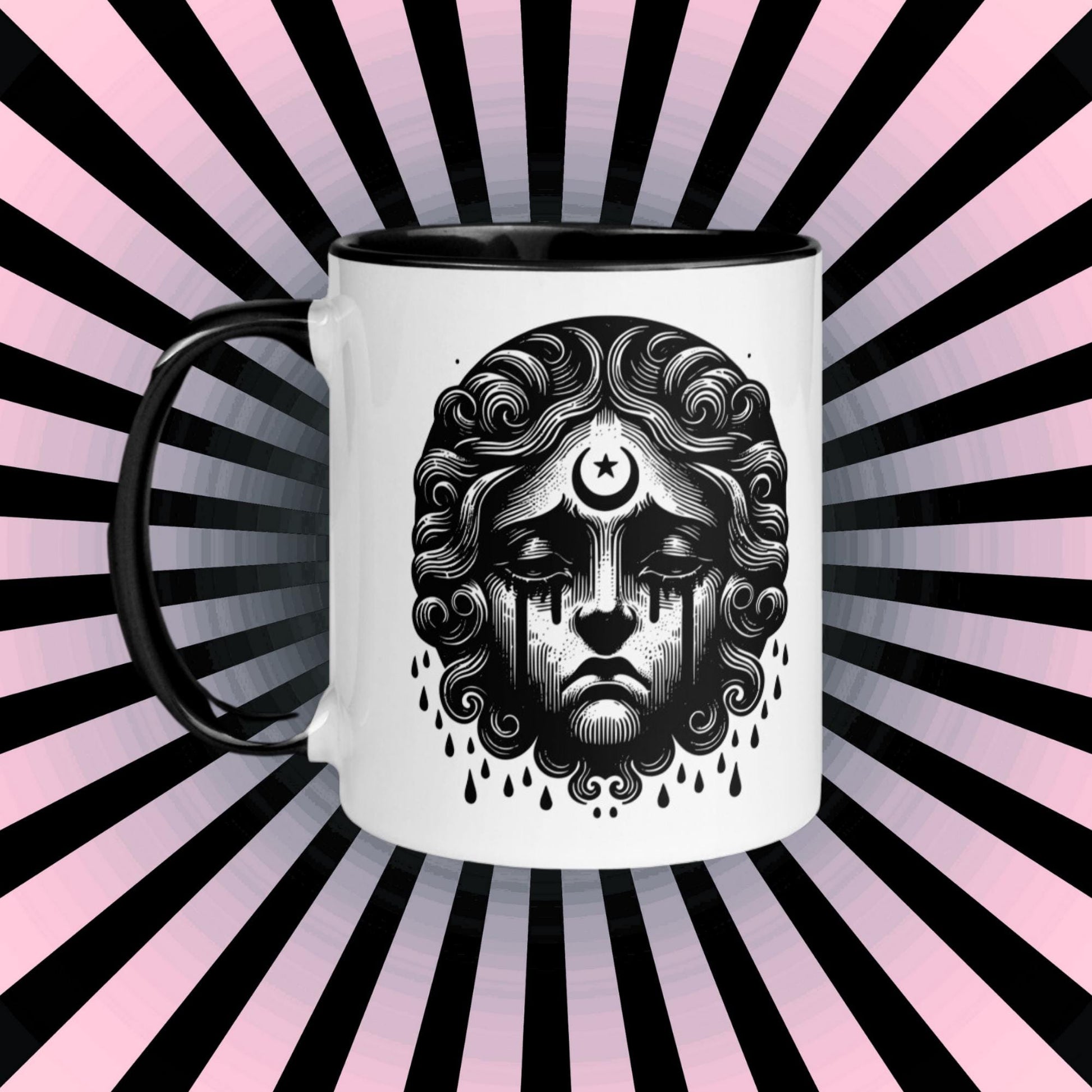 Colorful Mug Gothic Etching Grunge Y2K Goth Crying Cherub Darkcore Microwave and Dishwasher Safe Coffee Tea Mug