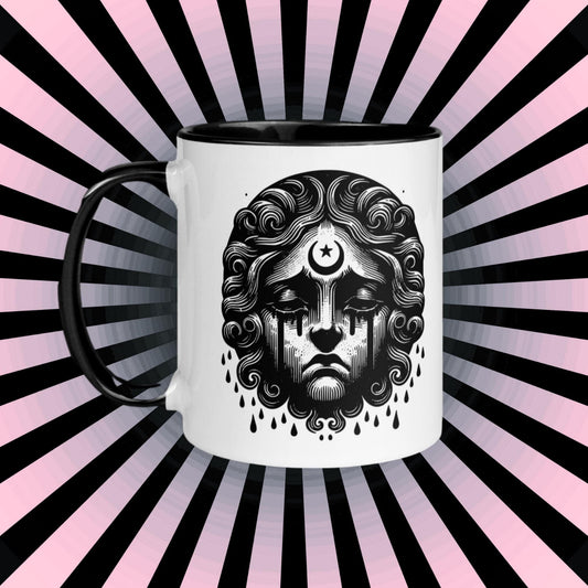 Colorful Mug Gothic Etching Grunge Y2K Goth Crying Cherub Darkcore Microwave and Dishwasher Safe Coffee Tea Mug