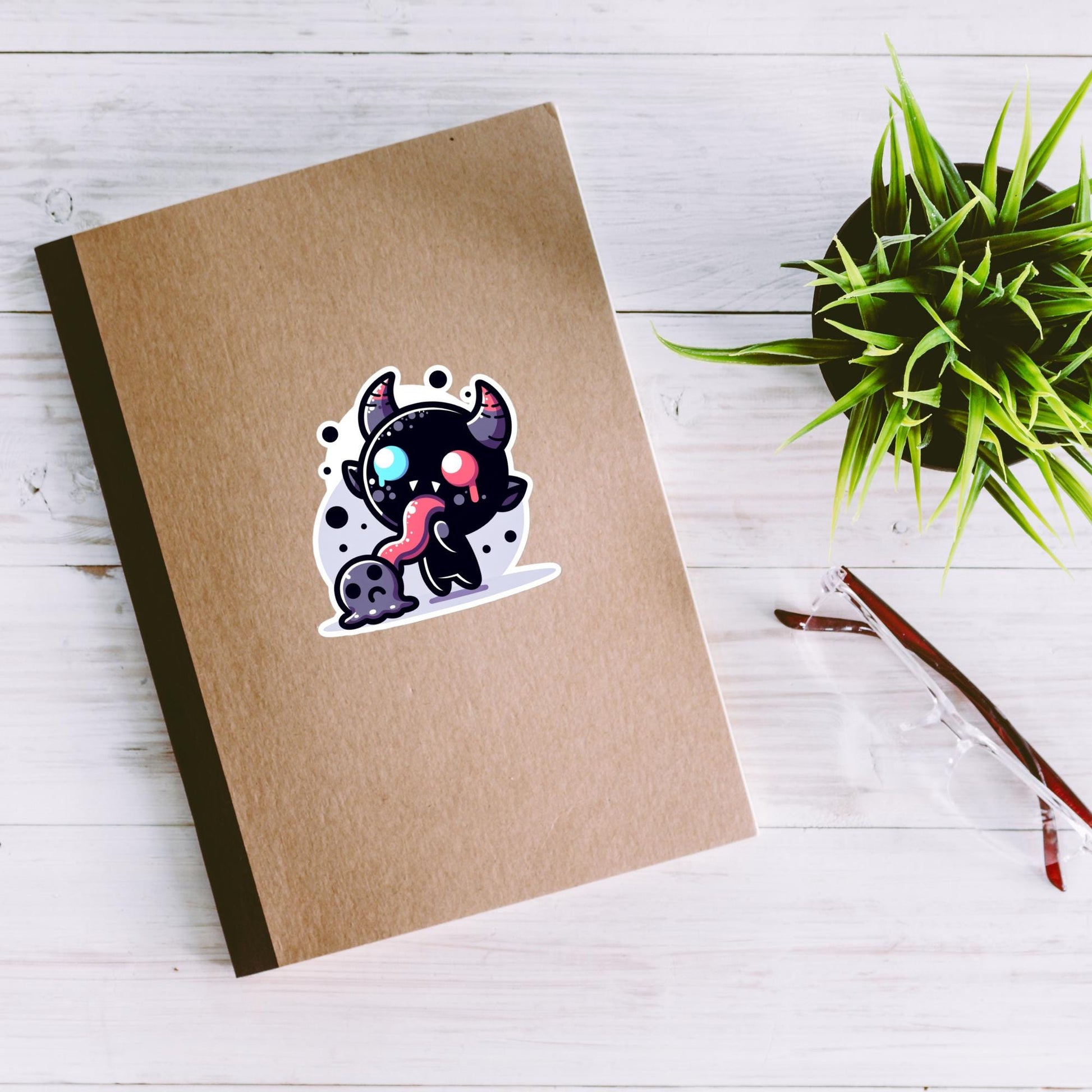 Creepy Cute Demon Licking Ghost Decal Weirdcore Horror Pastel Grunge Goth Vinyl Waterproof Sticker