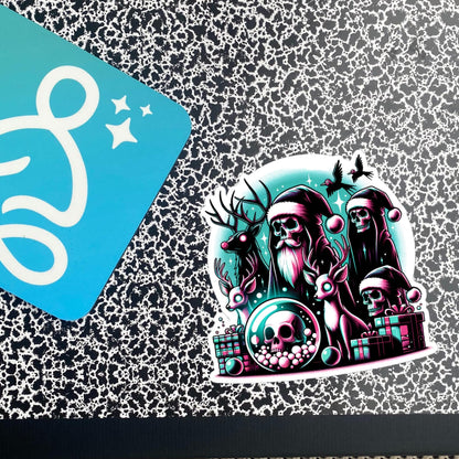 Creepy Christmas Horror Skeleton Scene Decal Weirdcore Pastel Grunge Goth Waterproof Vinyl Sticker