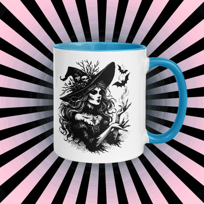Colorful Mug Gothic Etching Grunge Y2K Goth Witch Commanding Bats Darkcore Microwave and Dishwasher Safe Coffee Tea Mug