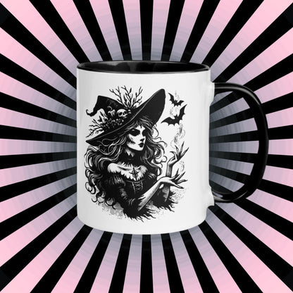 Colorful Mug Gothic Etching Grunge Y2K Goth Witch Commanding Bats Darkcore Microwave and Dishwasher Safe Coffee Tea Mug