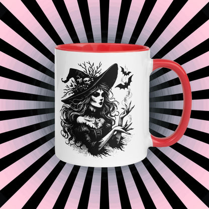 Colorful Mug Gothic Etching Grunge Y2K Goth Witch Commanding Bats Darkcore Microwave and Dishwasher Safe Coffee Tea Mug