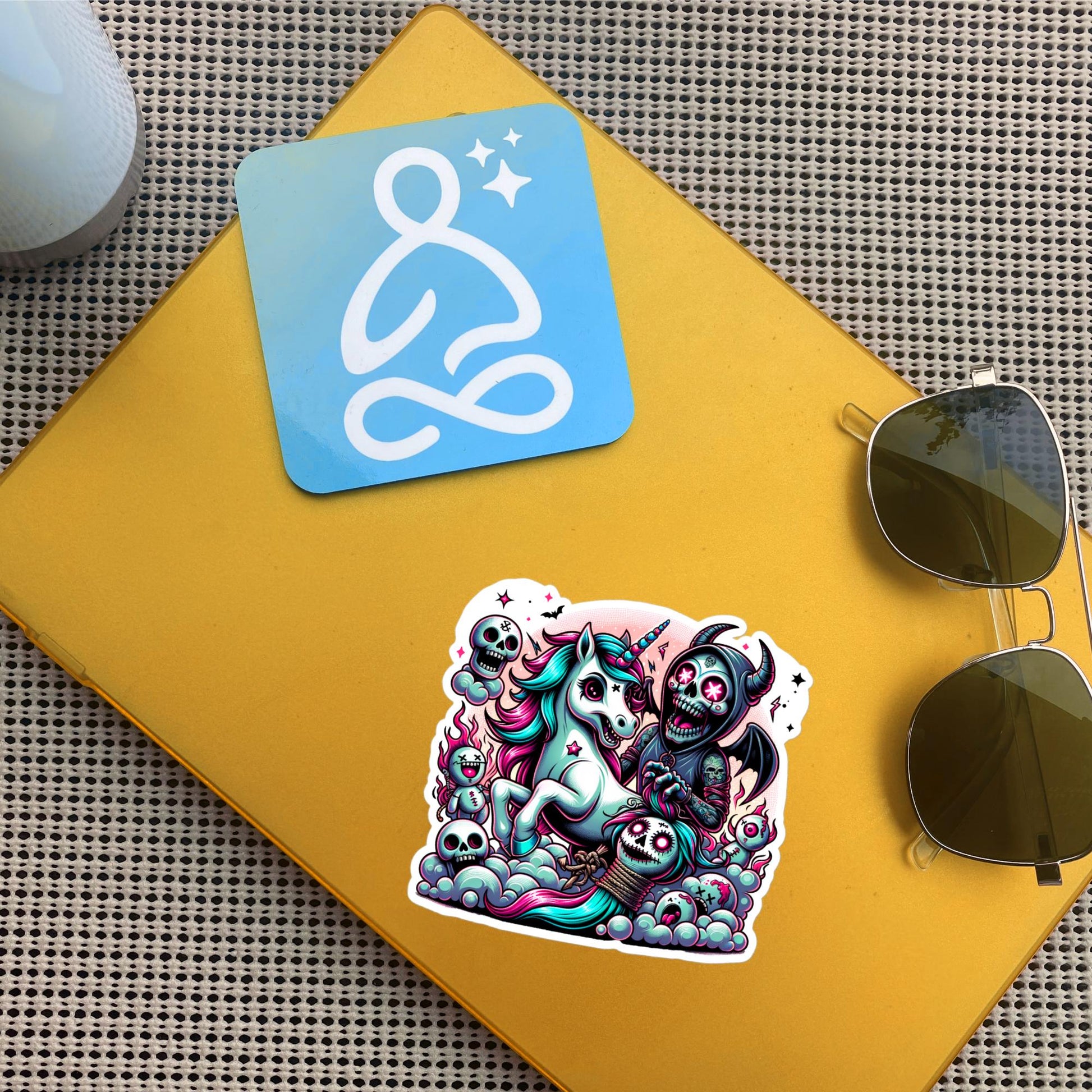 Horror Unicorn vs Death Weirdcore Decal Creepy Pastel Goth Waterproof Vinyl Bubble-free Sticker