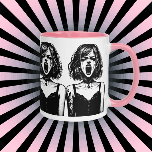 Colorful Mug Gothic Etching Grunge Y2K Goth Girl Screaming Darkcore Microwave and Dishwasher Safe Coffee Tea Mug