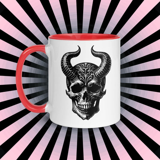 Colorful Mug Gothic Etching Grunge Y2K Goth Horned Skull Darkcore Microwave and Dishwasher Safe Coffee Tea Mug