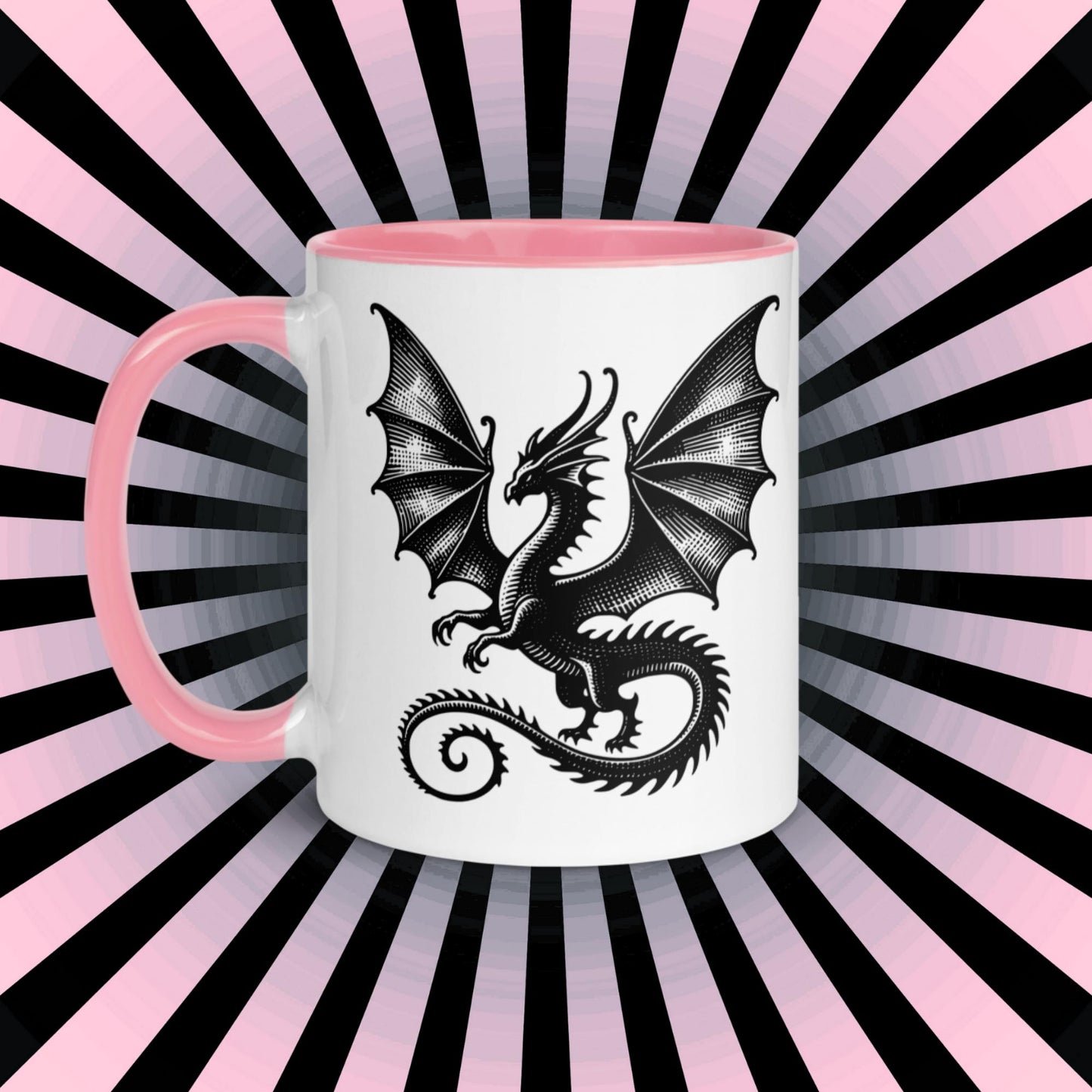 Colorful Mug Gothic Etching Grunge Y2K Goth Dragon Darkcore Microwave and Dishwasher Safe Coffee Tea Mug