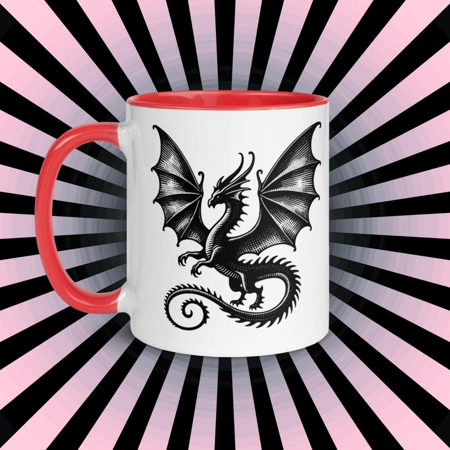 Colorful Mug Gothic Etching Grunge Y2K Goth Dragon Darkcore Microwave and Dishwasher Safe Coffee Tea Mug