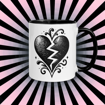 Colorful Mug Gothic Etching Grunge Y2K Goth Broken Heart Darkcore Microwave and Dishwasher Safe Coffee Tea Mug