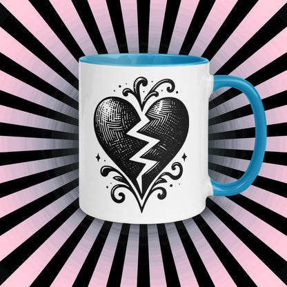 Colorful Mug Gothic Etching Grunge Y2K Goth Broken Heart Darkcore Microwave and Dishwasher Safe Coffee Tea Mug