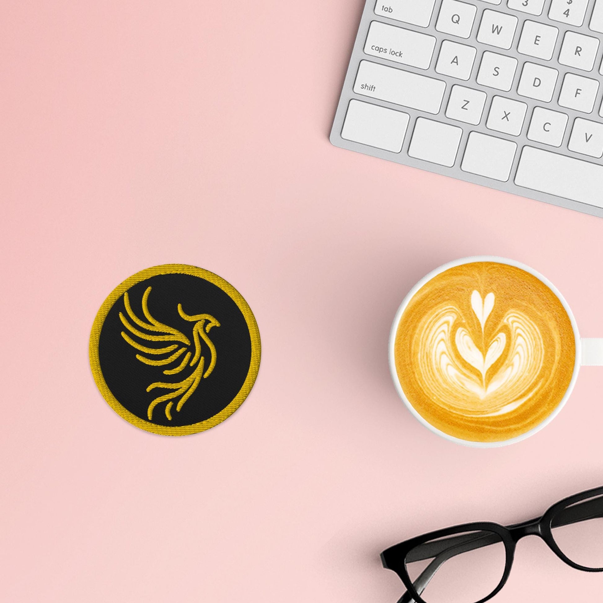 Yellow and Black Round Phoenix Sew On or Iron On Embroidered Patch