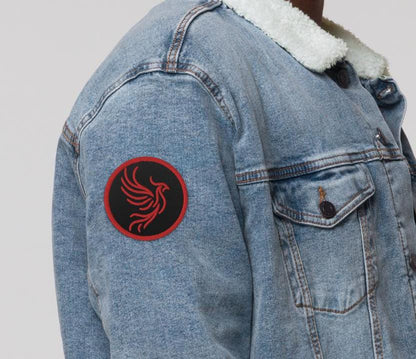 Red and Black Round Phoenix Sew On or Iron On Embroidered Patch
