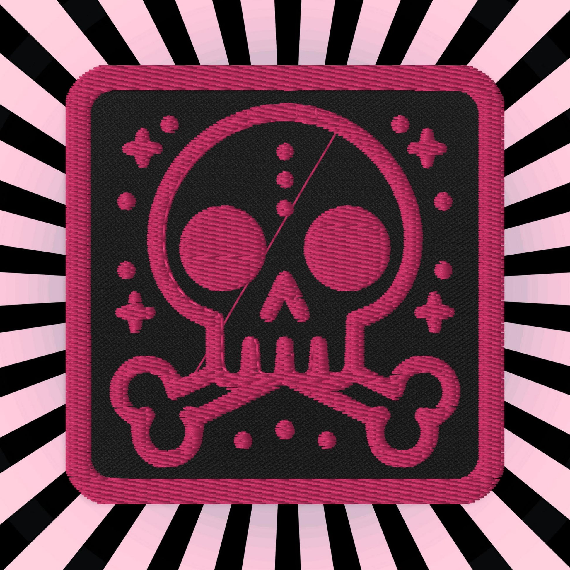 Spooky Cute Weirdcore Grunge Bubble Skull Pink Stitching Goth Embroidered Patch