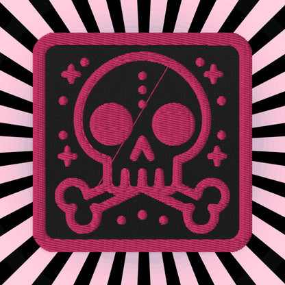 Spooky Cute Weirdcore Grunge Bubble Skull Pink Stitching Goth Embroidered Patch