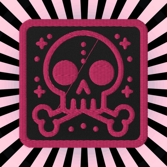 Spooky Cute Weirdcore Grunge Bubble Skull Pink Stitching Goth Embroidered Patch