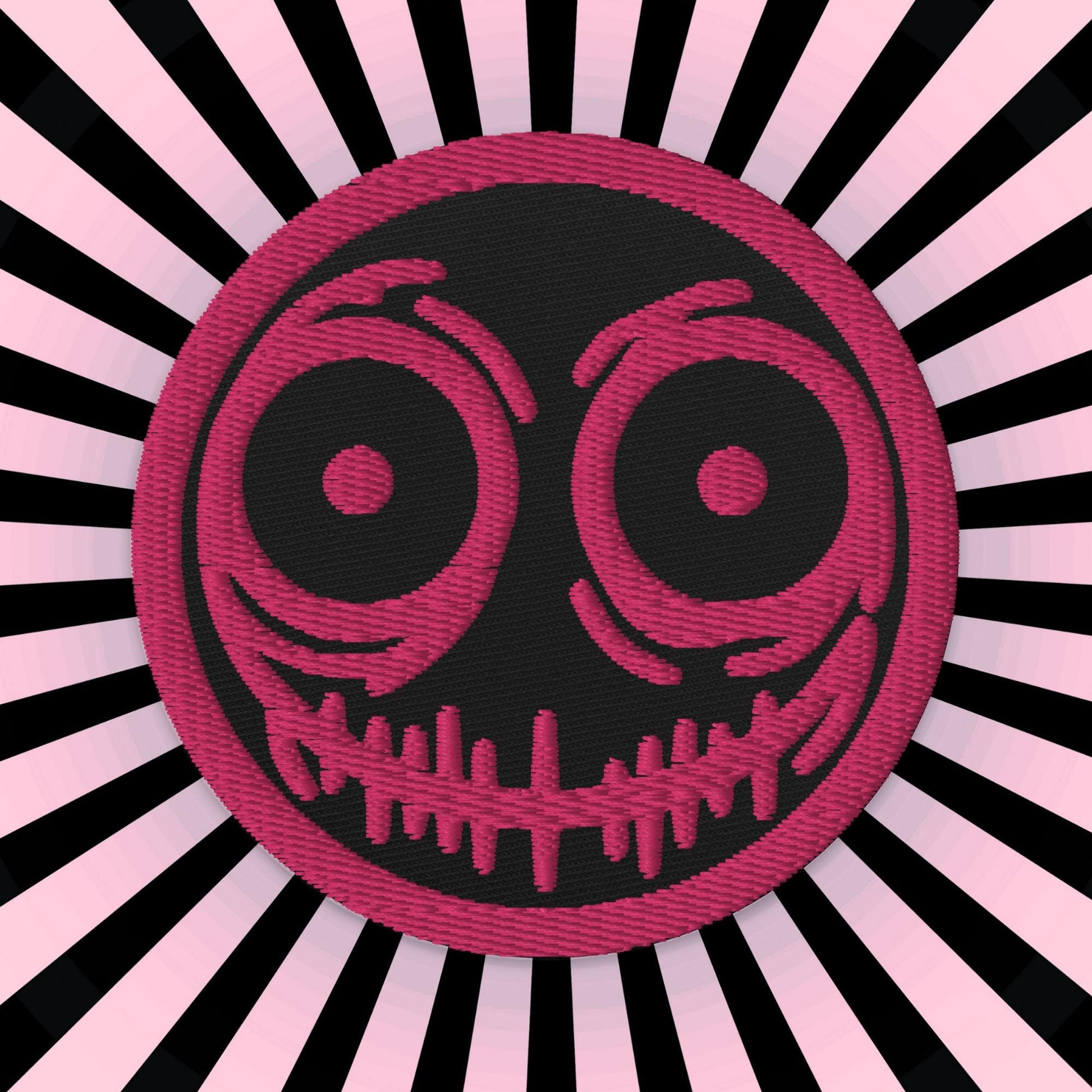 Creepy Ghoul Face Weirdcore Grunge Y2K Embroidered Pink Patch