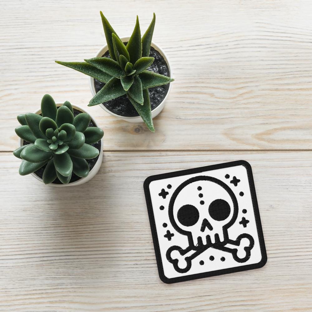 Spooky Cute Weirdcore Grunge Bubble Skull Goth Embroidered Patch