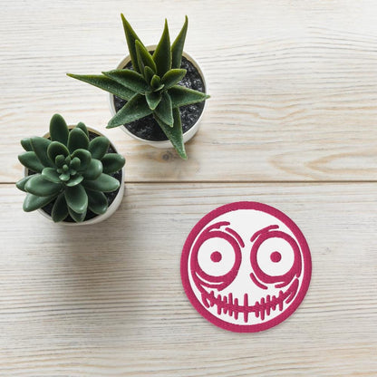Creepy Ghoul Face Weirdcore Grunge Y2K Embroidered Pink Patch