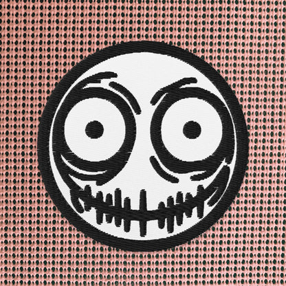 Creepy Ghoul Face Weirdcore Grunge Y2K Embroidered Patch Black Stitching