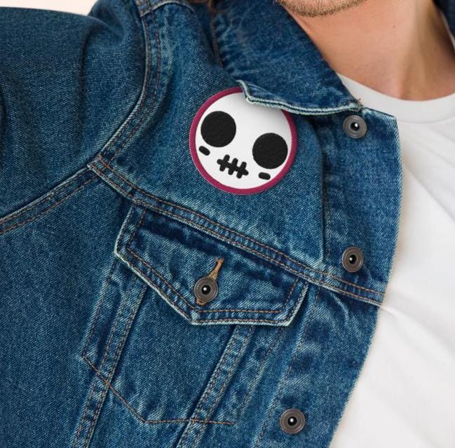 Spooky Cute Skull Weirdcore Grunge Goth Embroidered Patch