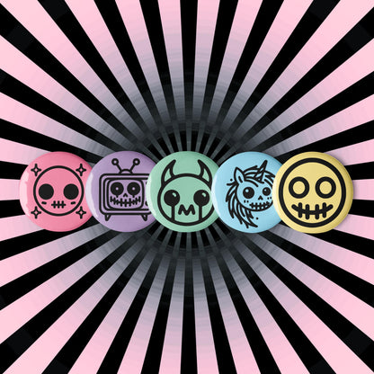 Weirdcore Pastel Goth Sigil Button Pins Set