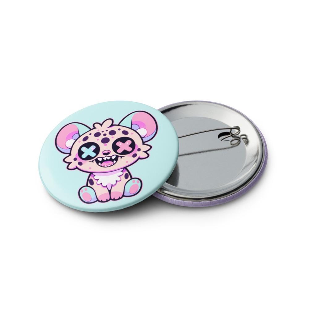 Creepy Cute Weirdcore Hyena Clowncore Set of 5 Pin Buttons