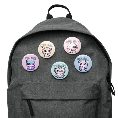 Trippy Weirdcore Mental Health Kawaii Pastel Goth Grunge Set of 5 Pin Buttons
