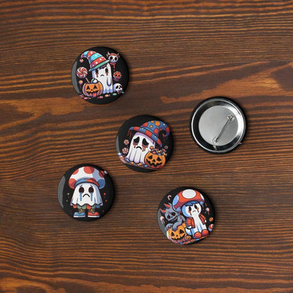 Spooky Cute Weirdcore Sad Ghosts Set of 5 Halloween Button Pins