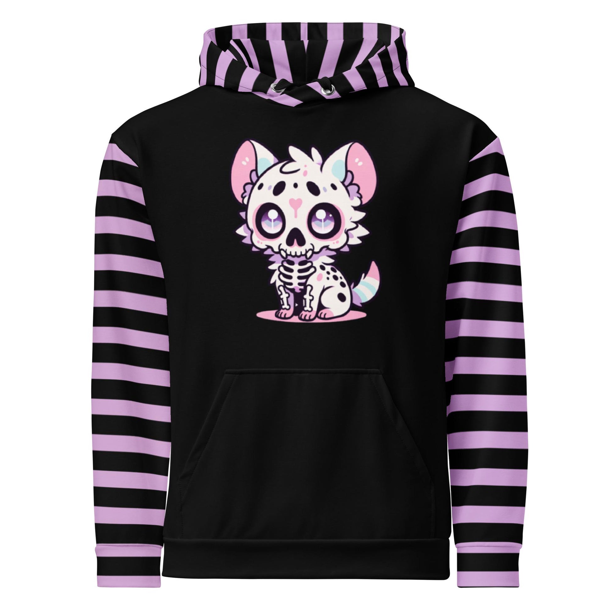 Pastel Goth Striped Weirdcore Gore Grunge Skeleton Hyena Y2K Unisex Hoodie