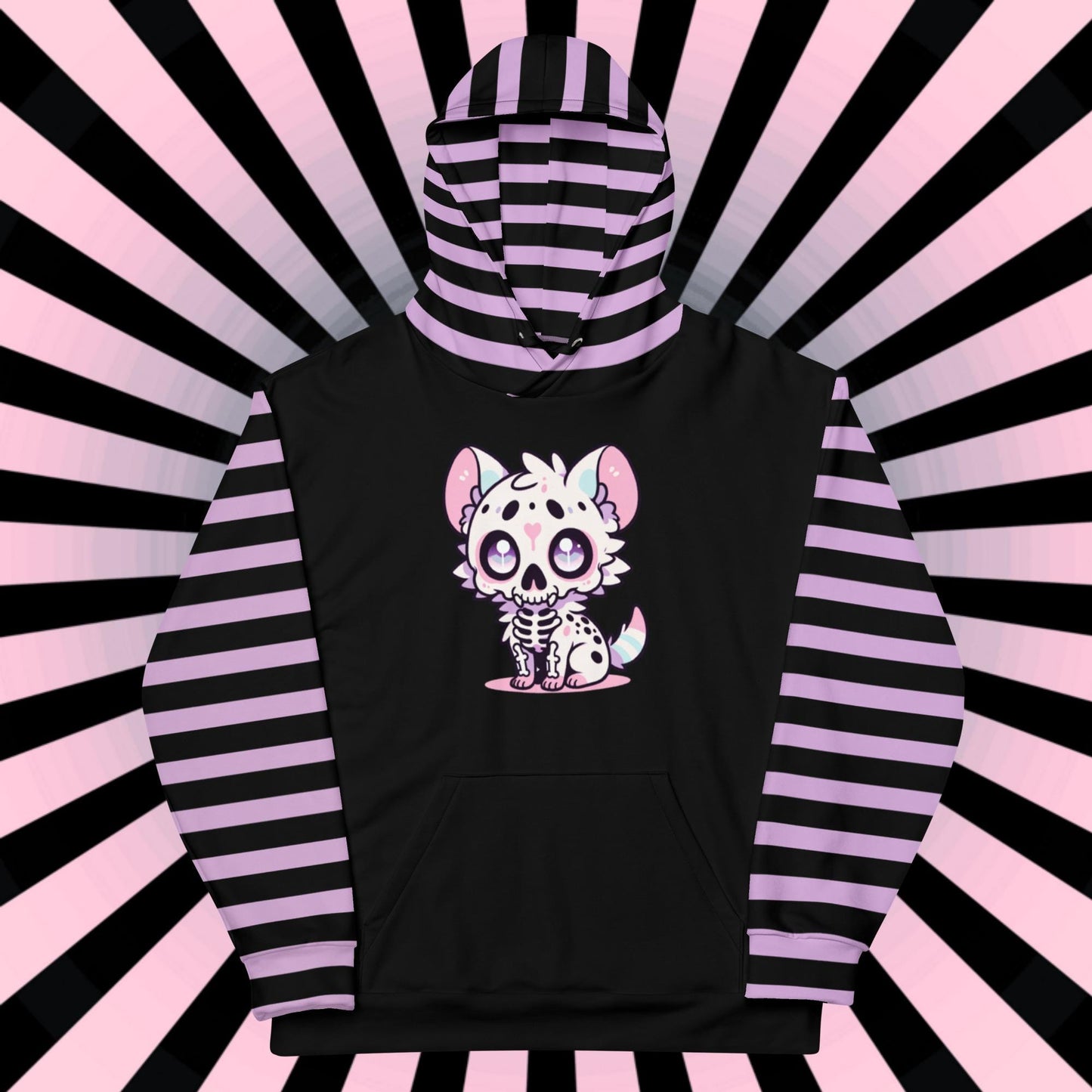 Pastel Goth Striped Weirdcore Gore Grunge Skeleton Hyena Y2K Unisex Hoodie