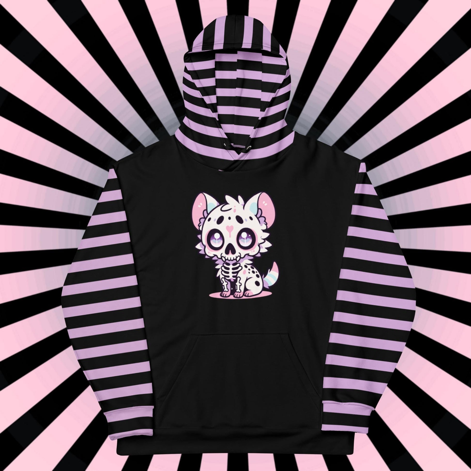 Pastel Goth Striped Weirdcore Gore Grunge Skeleton Hyena Y2K Unisex Hoodie