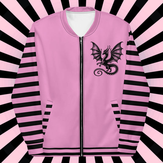 Macabre Gothic Scenery Striped Sleeve Bomber Jacket Gore Pastel Goth Y2K Grunge Dragon Racing Jacket