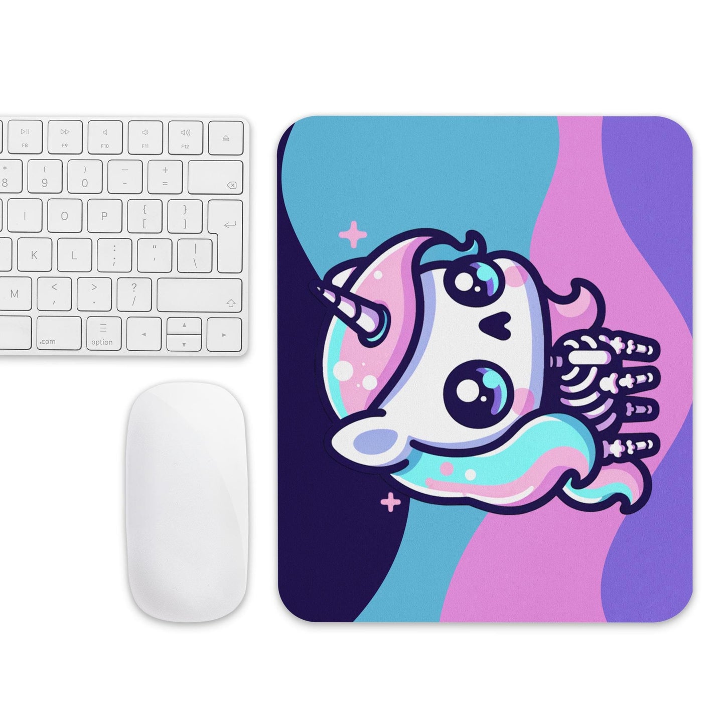 Creepy Cute Pastel Skeleton Unicorn Gaming Dorm Office Desk Mouse Pad Weirdcore Grunge Decor