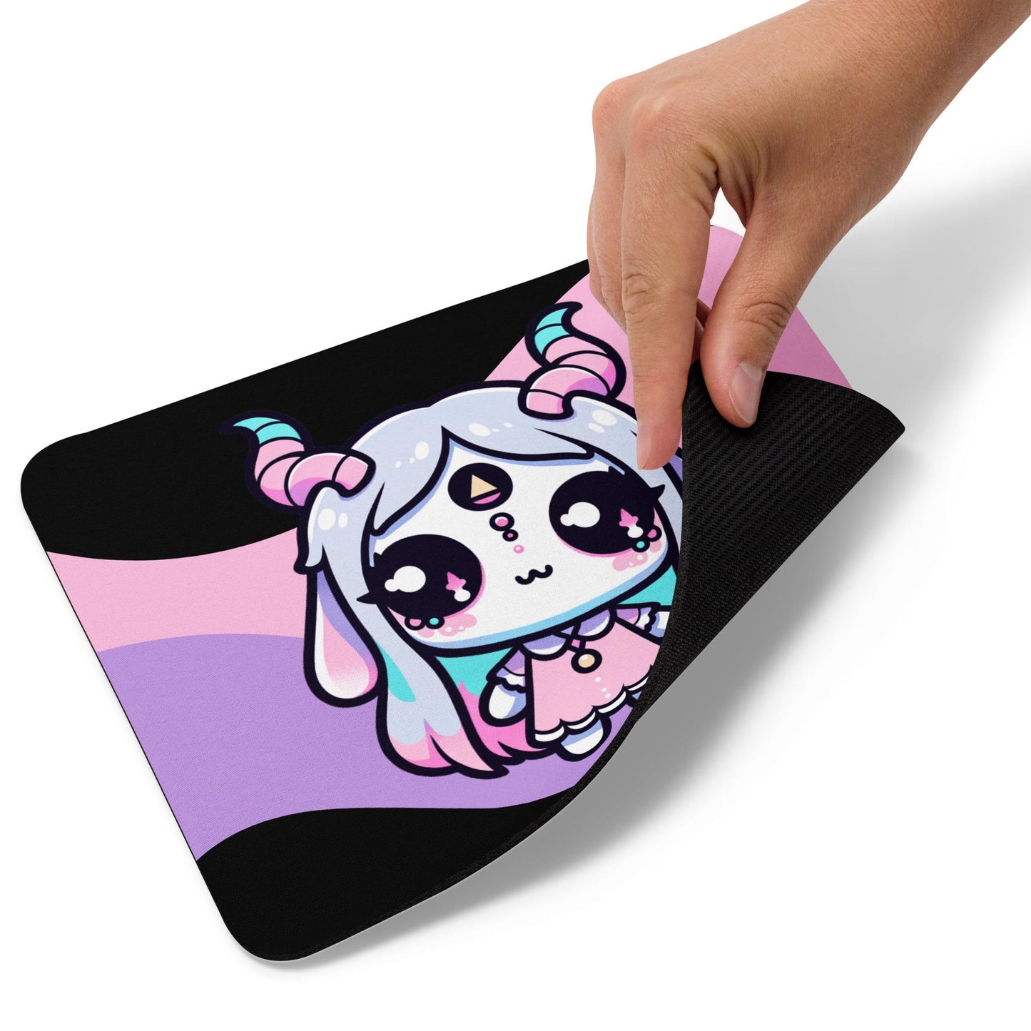 Creepy Cute Pastel Goth Girl Demon Gaming Dorm Office Desk Mouse Pad Weirdcore Grunge Decor