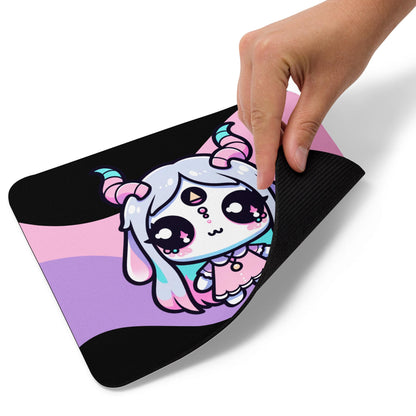 Creepy Cute Pastel Goth Girl Demon Gaming Dorm Office Desk Mouse Pad Weirdcore Grunge Decor