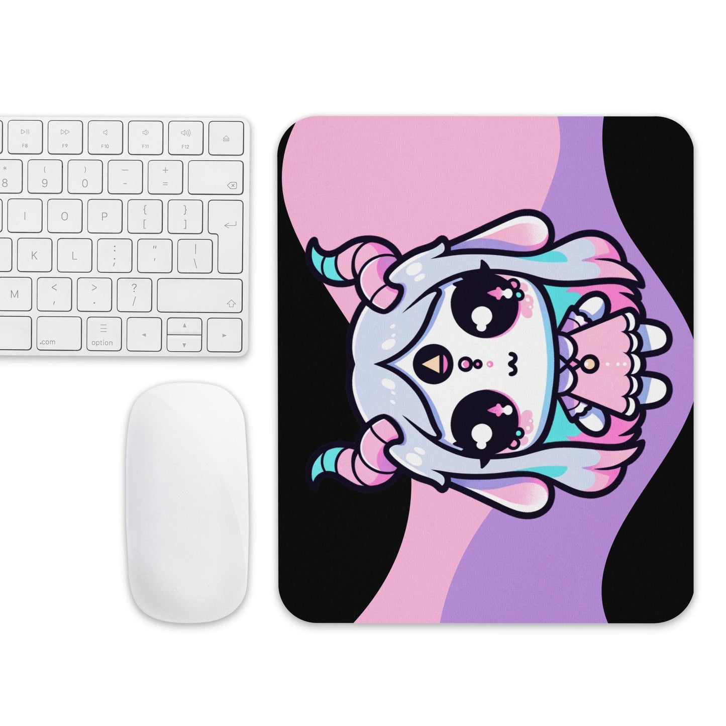 Creepy Cute Pastel Goth Girl Demon Gaming Dorm Office Desk Mouse Pad Weirdcore Grunge Decor