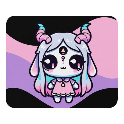 Creepy Cute Pastel Goth Girl Demon Gaming Dorm Office Desk Mouse Pad Weirdcore Grunge Decor