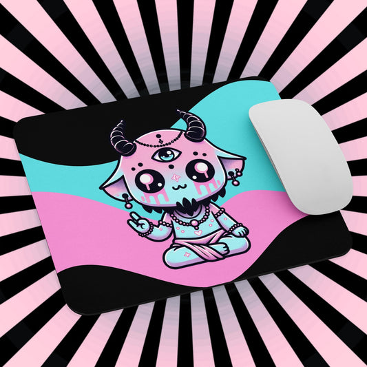 Creepy Cute Pastel Goth Shaman Demon Gothic Gaming Dorm Office Desk Mouse Pad Weirdcore Grunge Decor