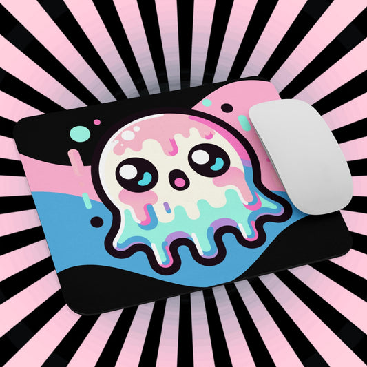 Spooky Cute Pastel Bubble Kawaii Anime Ghost Gaming Dorm Office Desk Mouse Pad Weirdcore Grunge Decor