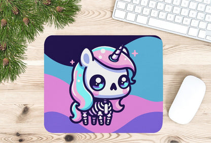 Creepy Cute Pastel Skeleton Unicorn Gaming Dorm Office Desk Mouse Pad Weirdcore Grunge Decor