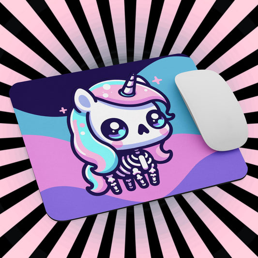 Creepy Cute Pastel Skeleton Unicorn Gaming Dorm Office Desk Mouse Pad Weirdcore Grunge Decor