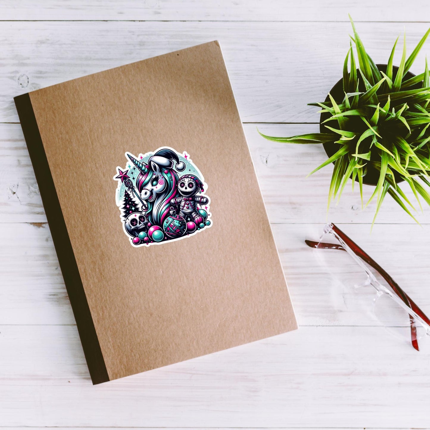 Christmas Horror Goth Unicorn Weirdcore Voodoo Waterproof Grunge Vinyl Bubble-free Sticker