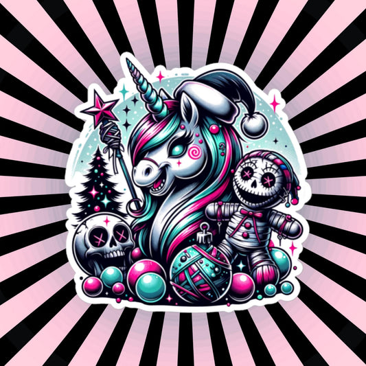 Christmas Horror Goth Unicorn Weirdcore Voodoo Waterproof Grunge Vinyl Bubble-free Sticker