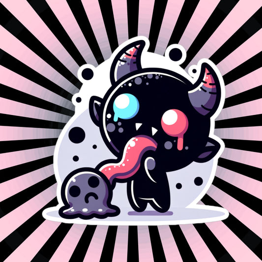 Creepy Cute Demon Licking Ghost Decal Weirdcore Horror Pastel Grunge Goth Vinyl Waterproof Sticker