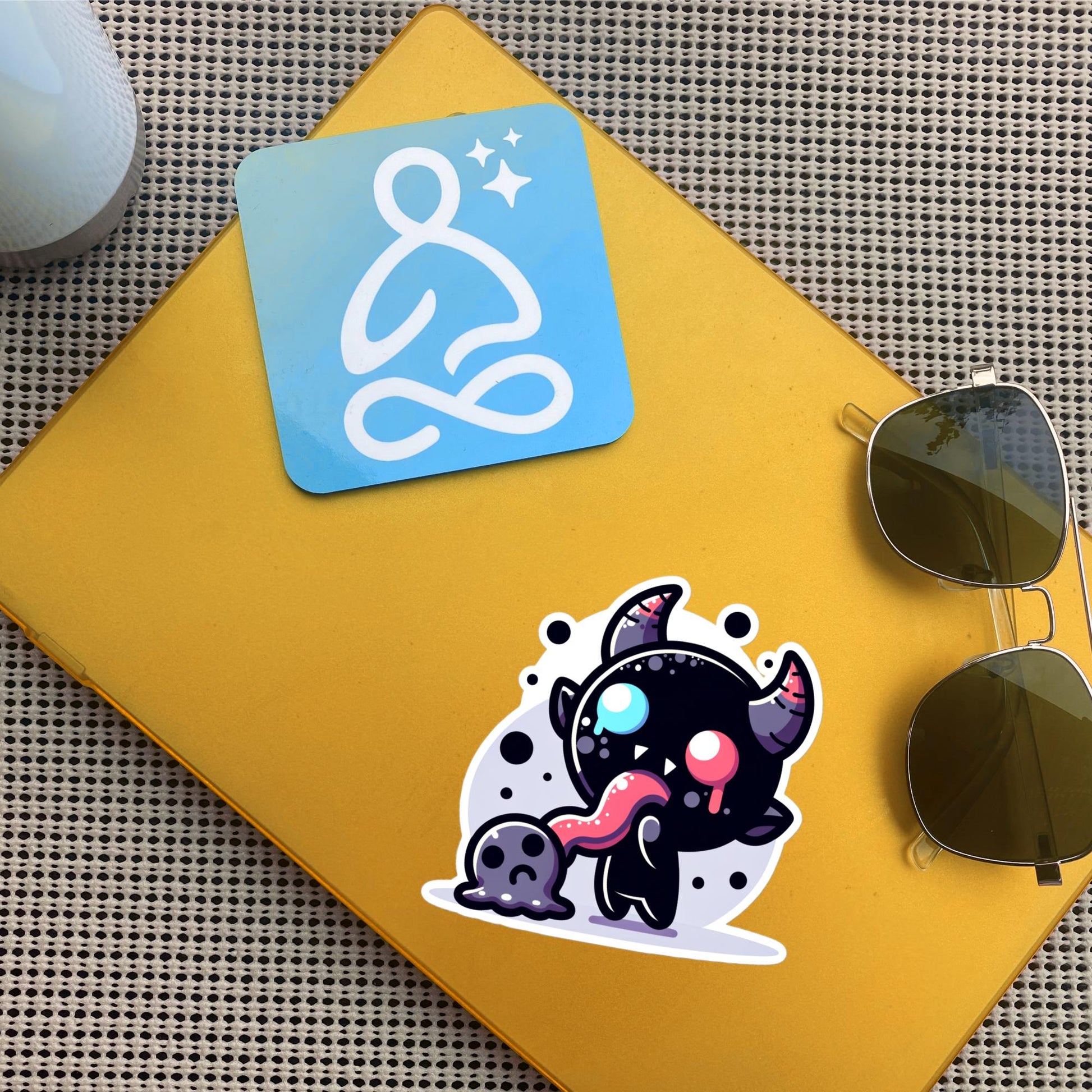 Creepy Cute Demon Licking Ghost Decal Weirdcore Horror Pastel Grunge Goth Vinyl Waterproof Sticker